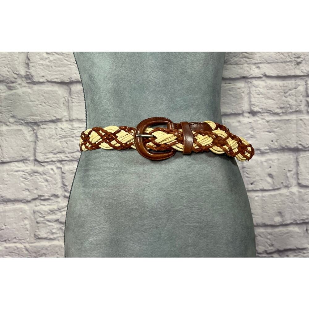 Vintage Omega Rope and Leather Braided Preppy 90's Belt